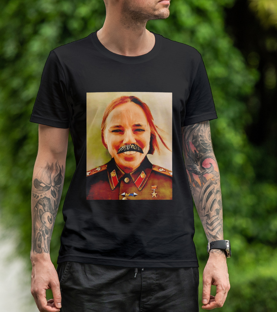 Comrade Bellows Military Portrait Caricature With Mustache T-Shirt