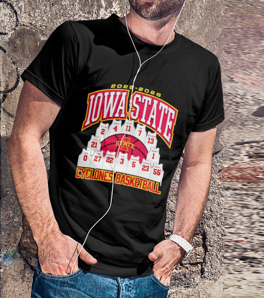 2023 2024 Iowa State Cyclones Basketball Team Roster Jersey T-Shirt