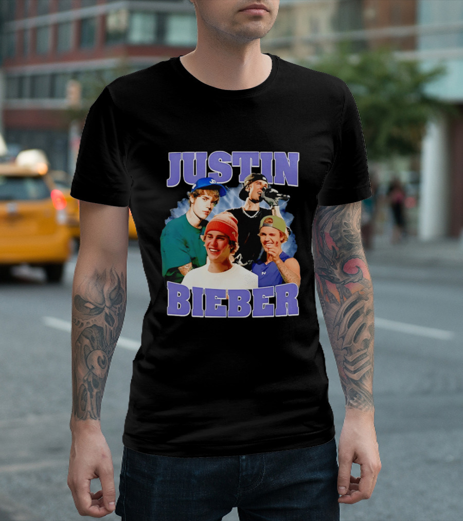 Justin Bieber Singing And Smiling With Various Iconic Looks T-Shirt