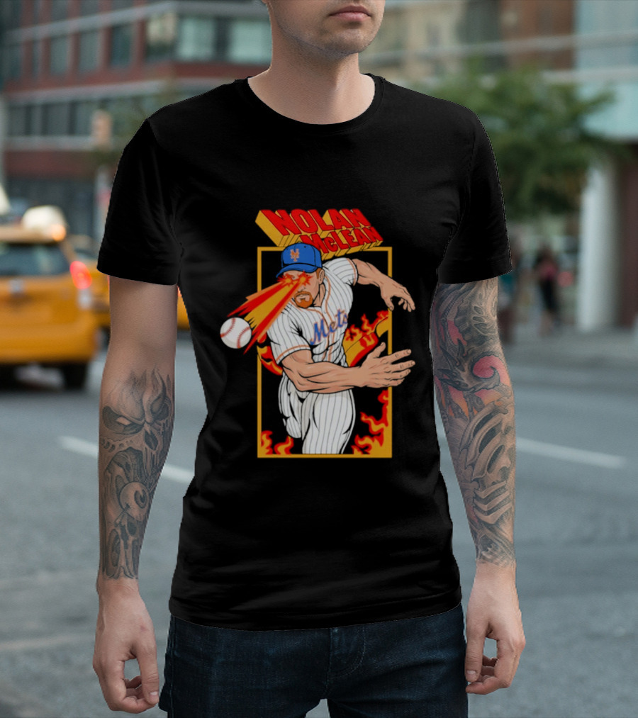 Nolan McLean Laser Beam New York Mets Baseball Action T-Shirt