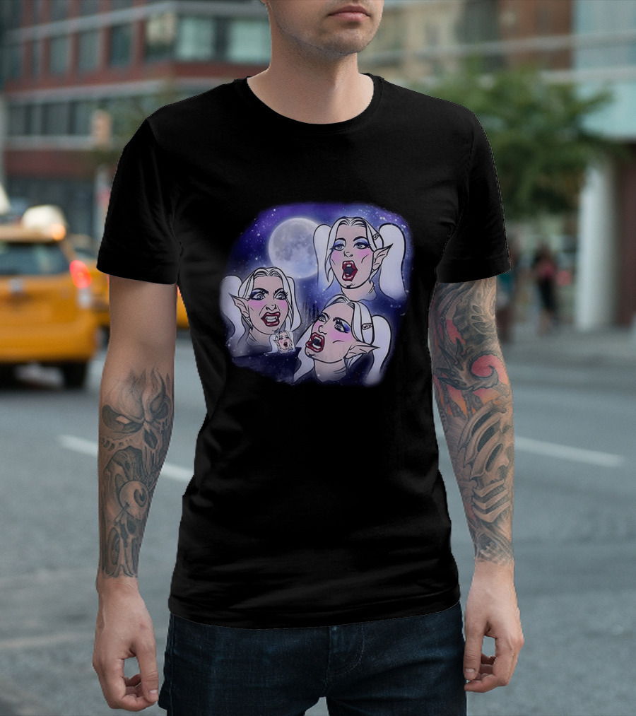 Majestic Howling Wolves Samantha Moonlit Night Fantasy T-Shirt