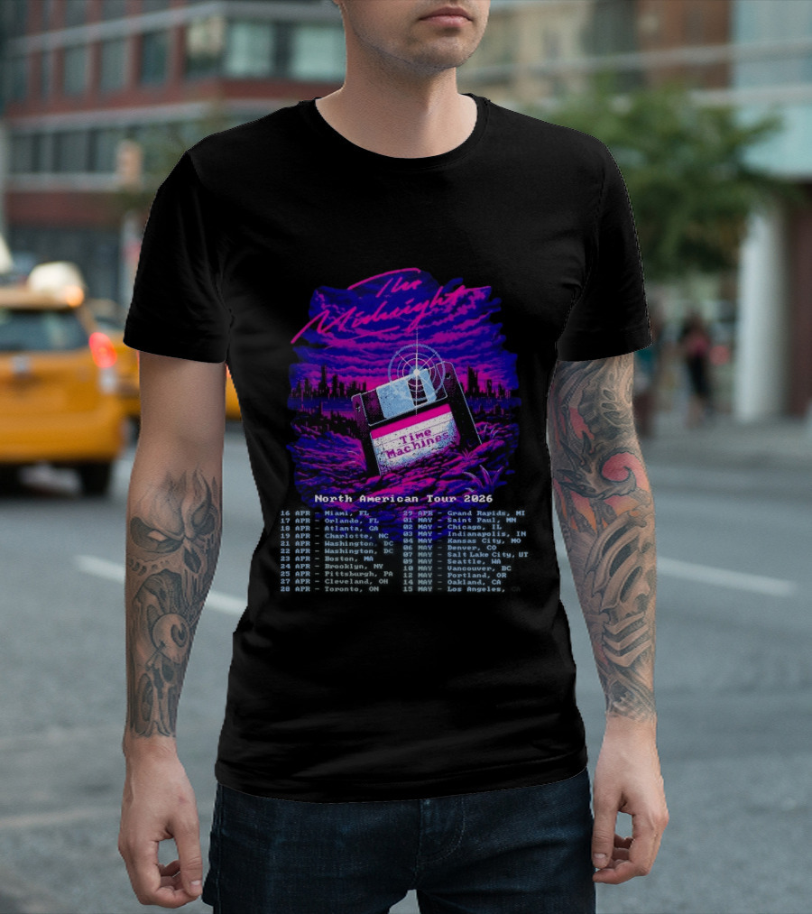 The Midnight Time Machines North American Tour 2026 Retro Floppy Disk T-Shirt