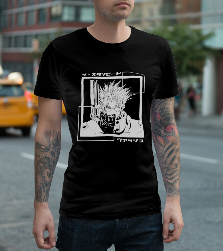 Vash The Stampede Trigun Japanese Typography Stylized T-Shirt
