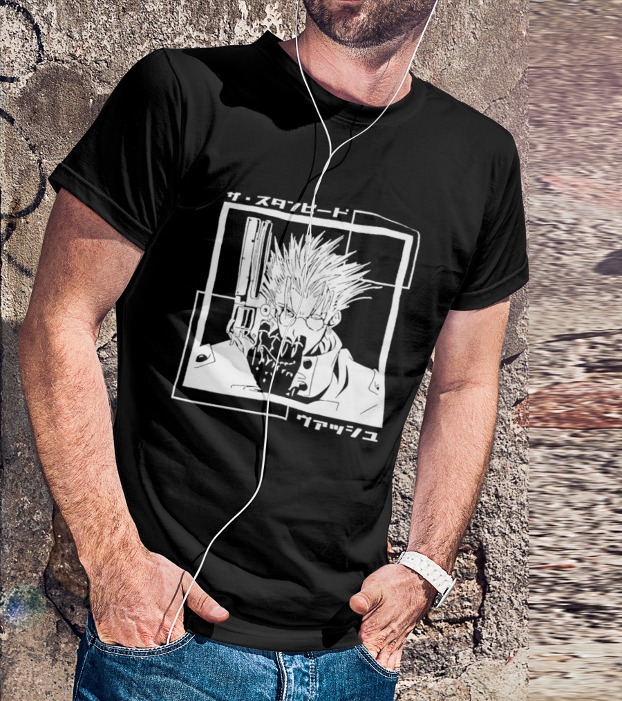 Vash The Stampede Trigun Japanese Typography Stylized T-Shirt