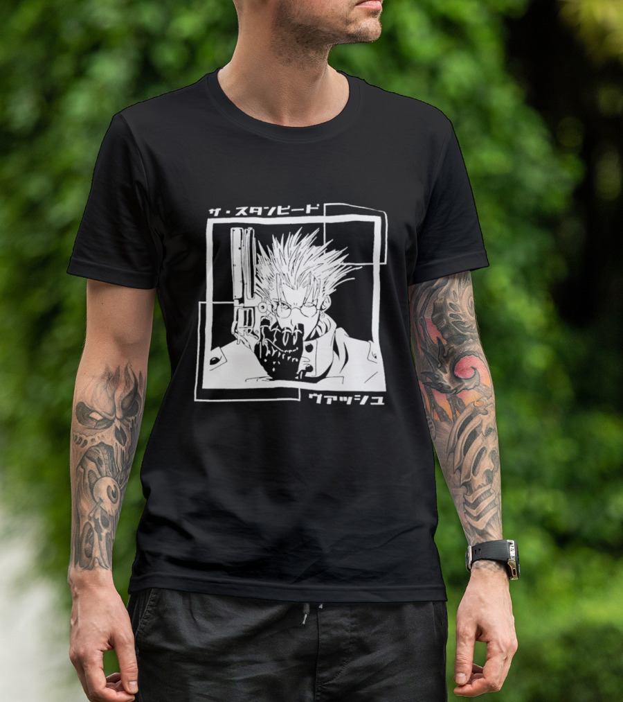 Vash The Stampede Trigun Japanese Typography Stylized T-Shirt