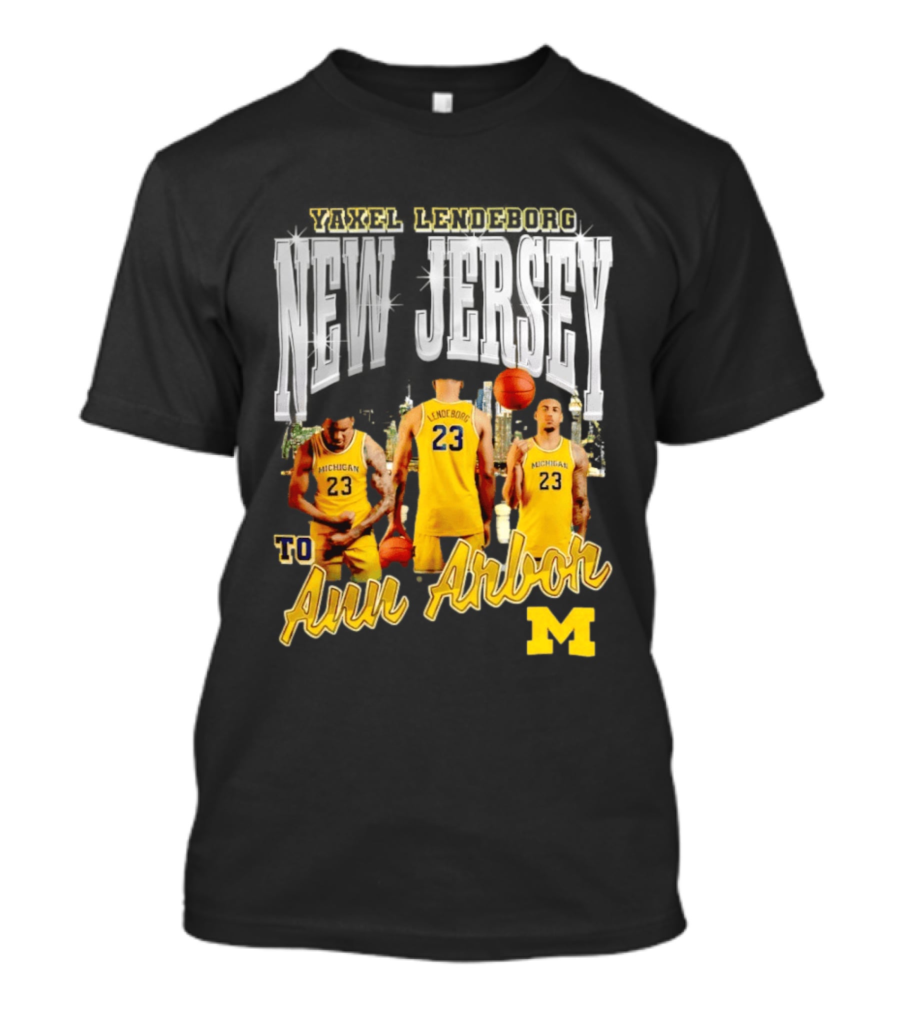 Yaxel Lendeborg New Jersey To Ann Arbor Michigan Wolverines Basketball 90s Streetwear T-Shirt