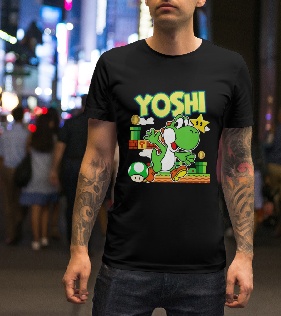 Yoshi Super Mario Bros Game Iconic Green Dinosaur Adventure T-Shirt