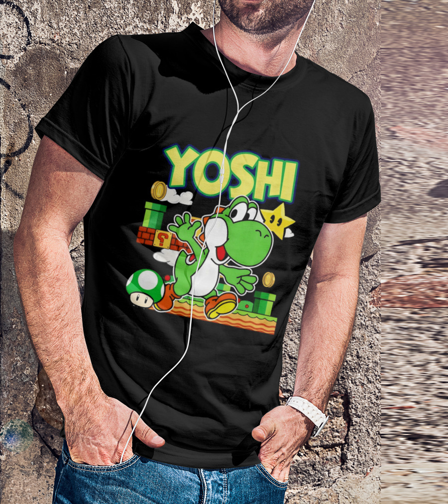 Yoshi Super Mario Bros Game Iconic Green Dinosaur Adventure T-Shirt