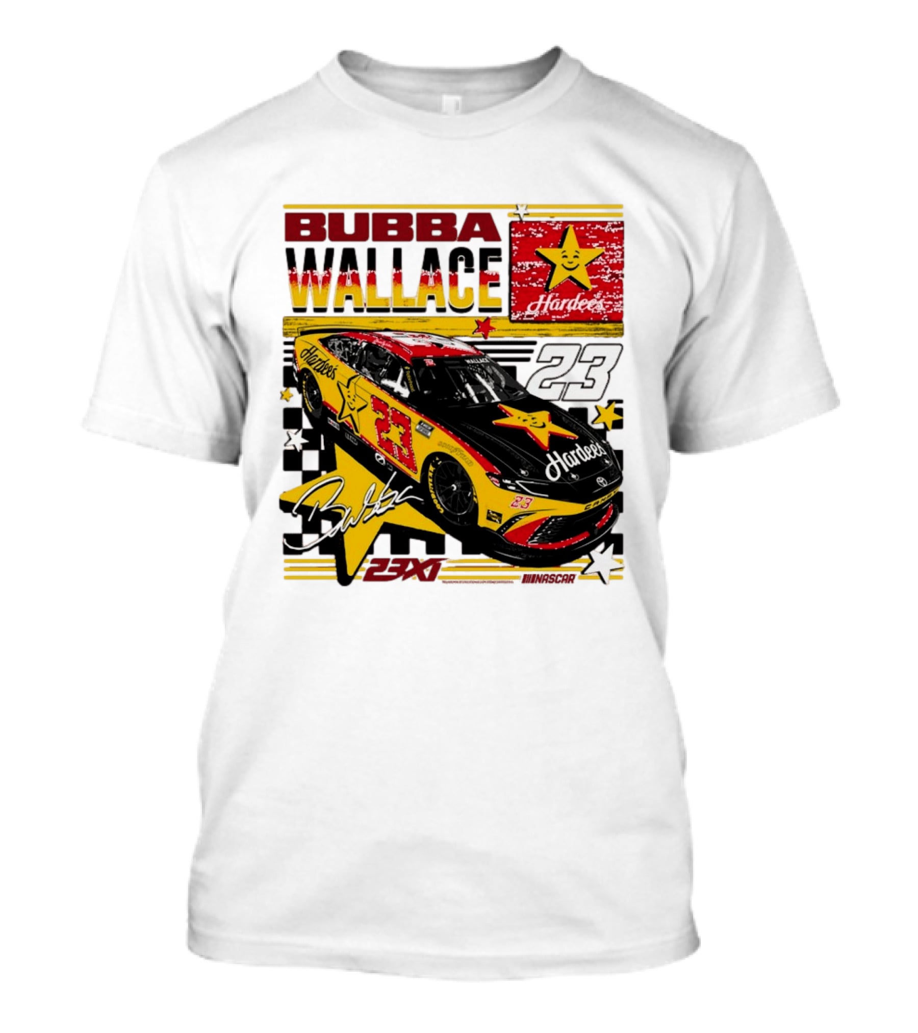Bubba Wallace 23XI Racing Hardee's Car Number 23 Racing Team T-Shirt