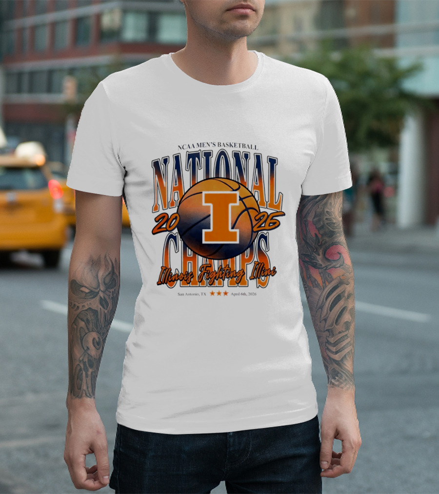 NCAA Men's Basketball National Champs 2026 Illinois Fighting Illini San Antonio April 6 T-Shirt