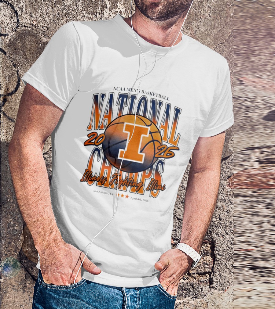 NCAA Men's Basketball National Champs 2026 Illinois Fighting Illini San Antonio April 6 T-Shirt