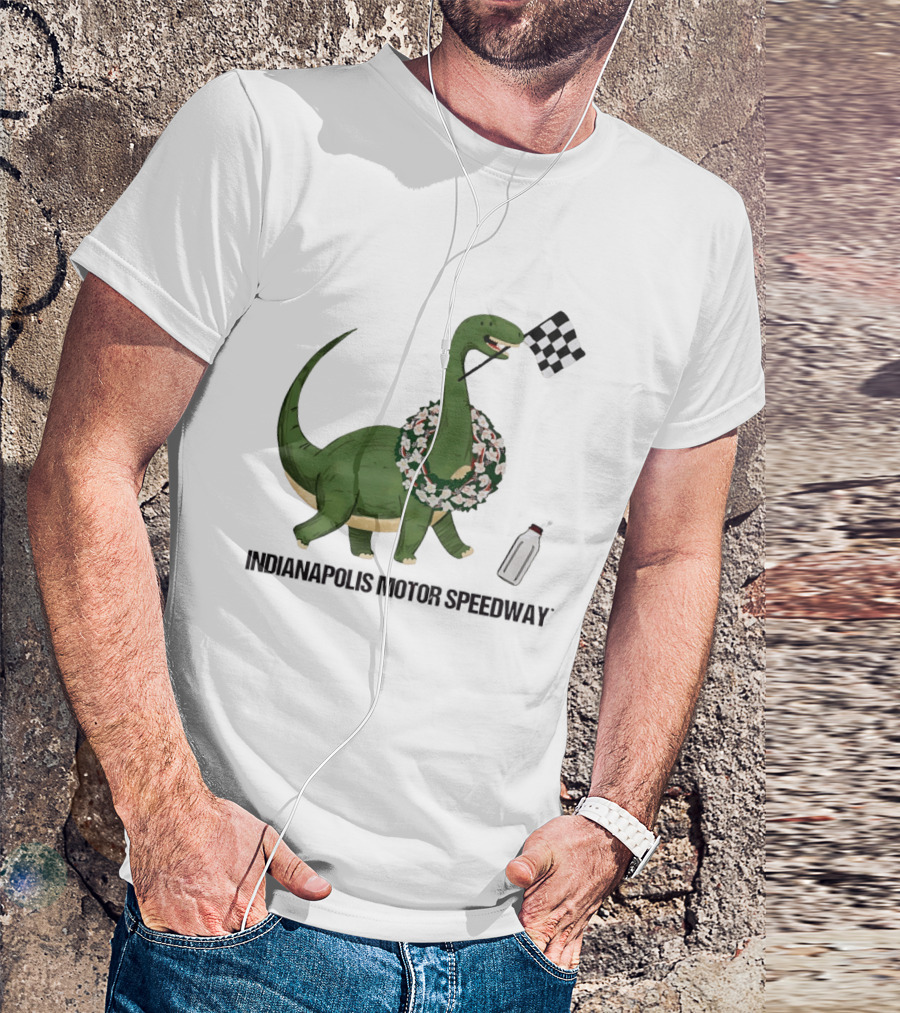 Indianapolis Motor Speedway Dinosaur Checkered Flag Toddler Racing T-Shirt