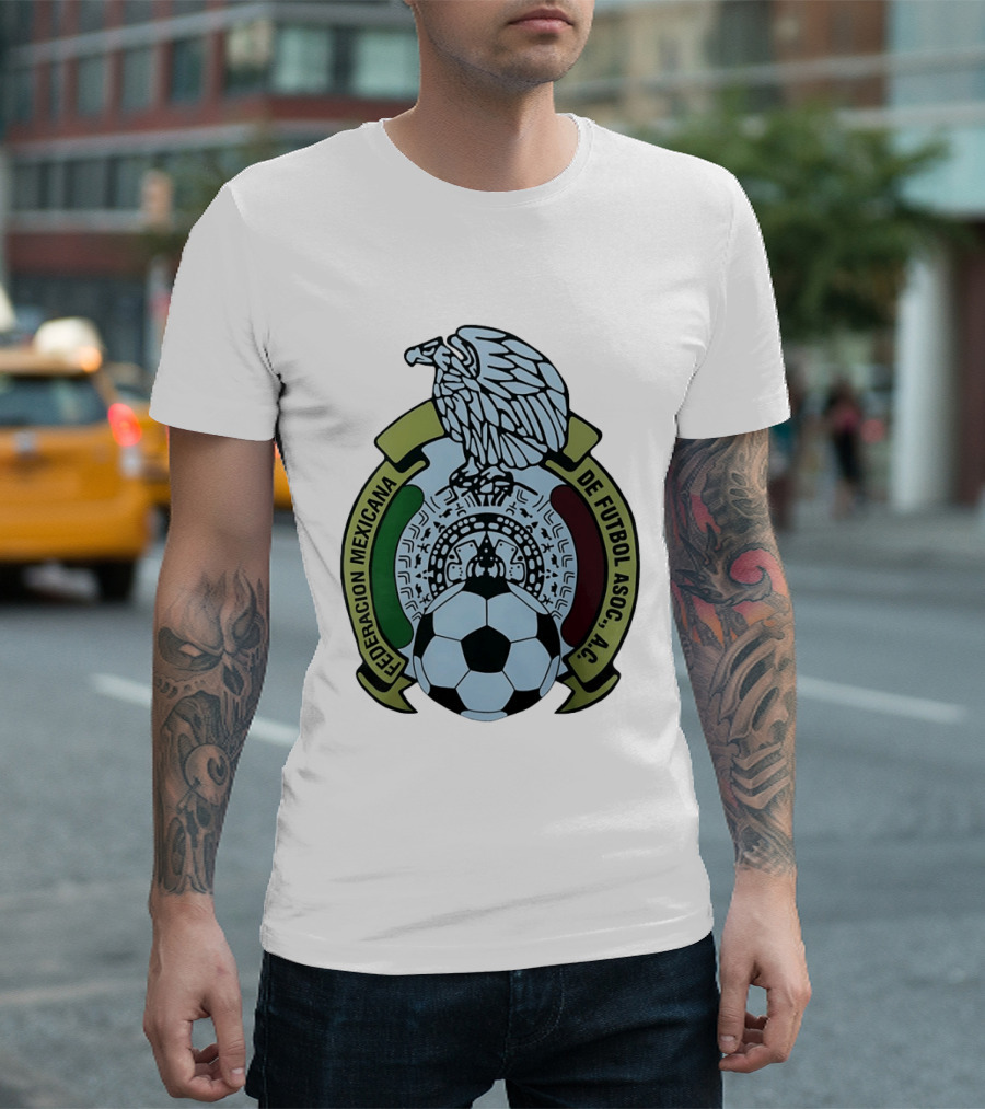 Federacion Mexicana De Futbol Asociacion AC Soccer Ball Emblem With Eagle And Aztec T-Shirt