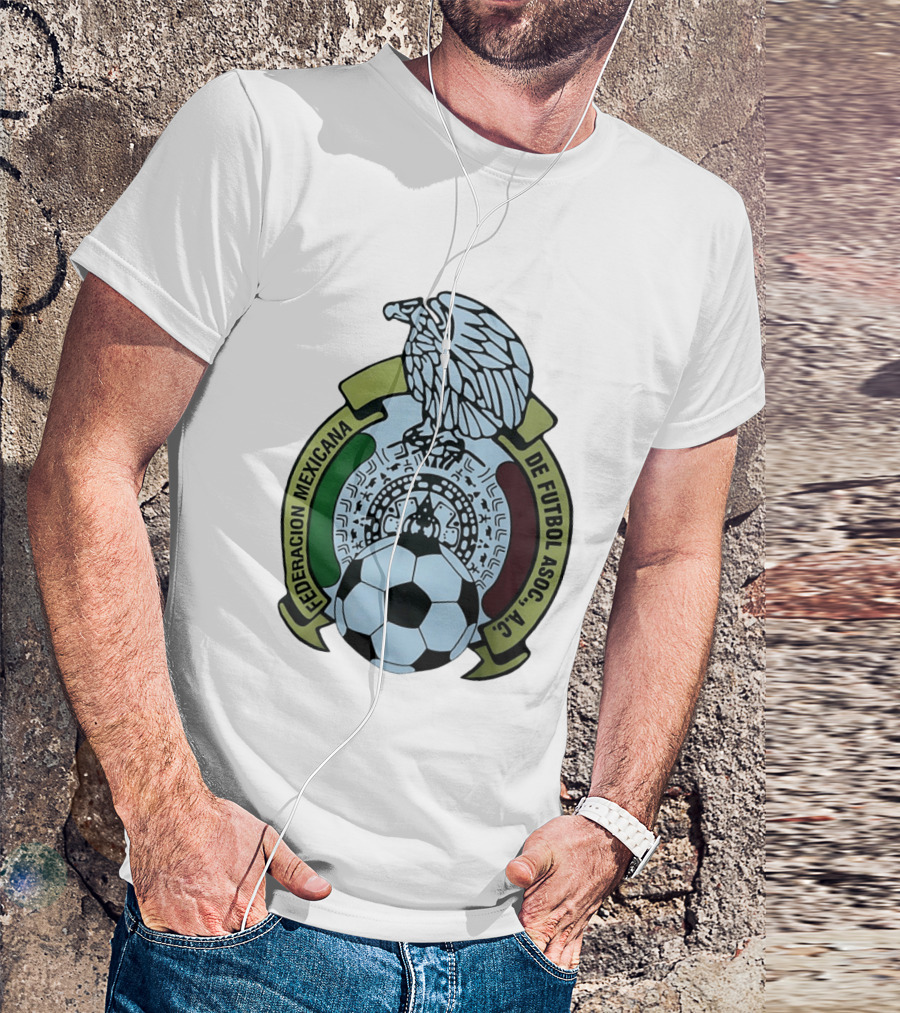 Federacion Mexicana De Futbol Asociacion AC Soccer Ball Emblem With Eagle And Aztec T-Shirt