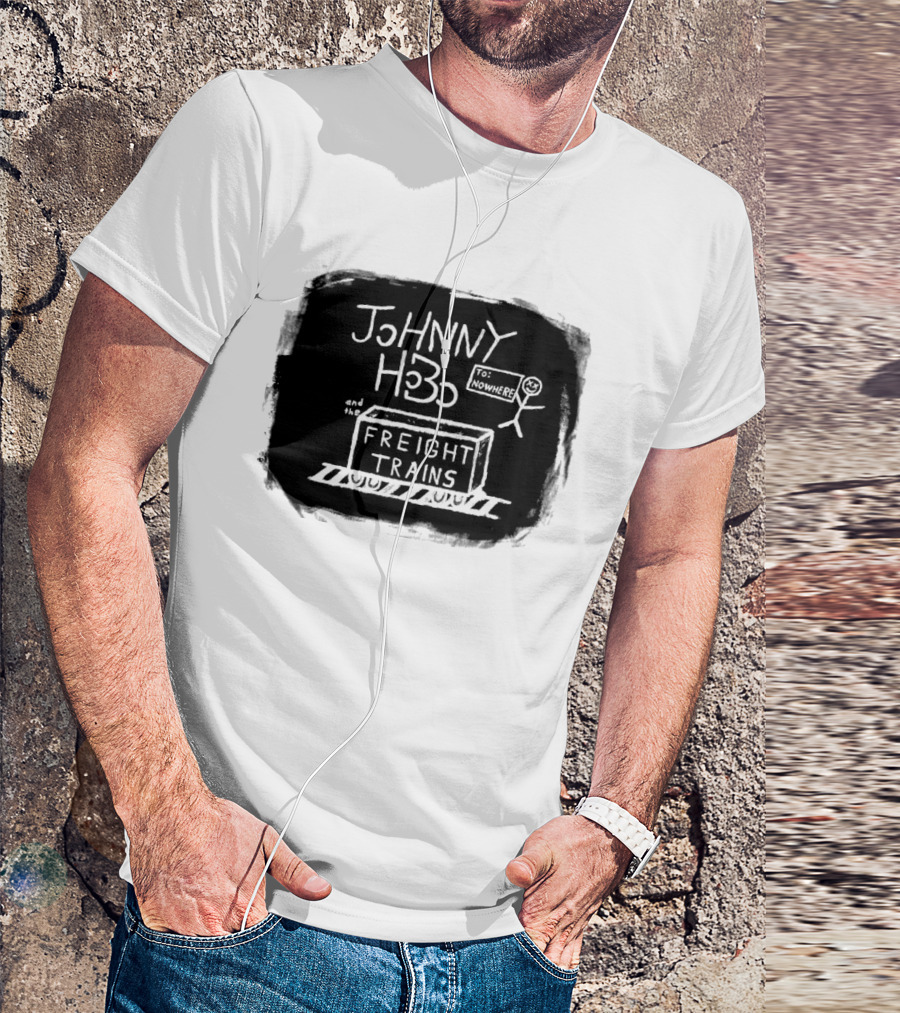 Johnny Hobo Freight Trains Stick Figure Drawing T-Shirt