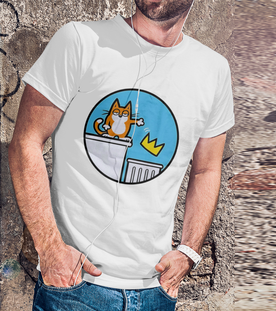 Orange Cat Discarding Crown No King Mark Parisi T-Shirt