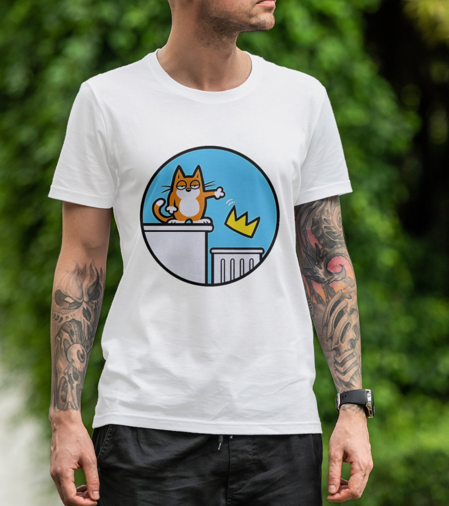 Orange Cat Discarding Crown No King Mark Parisi T-Shirt