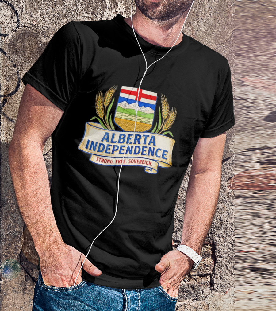 Alberta Independence Emblem Strong Free Sovereign Crest T-Shirt