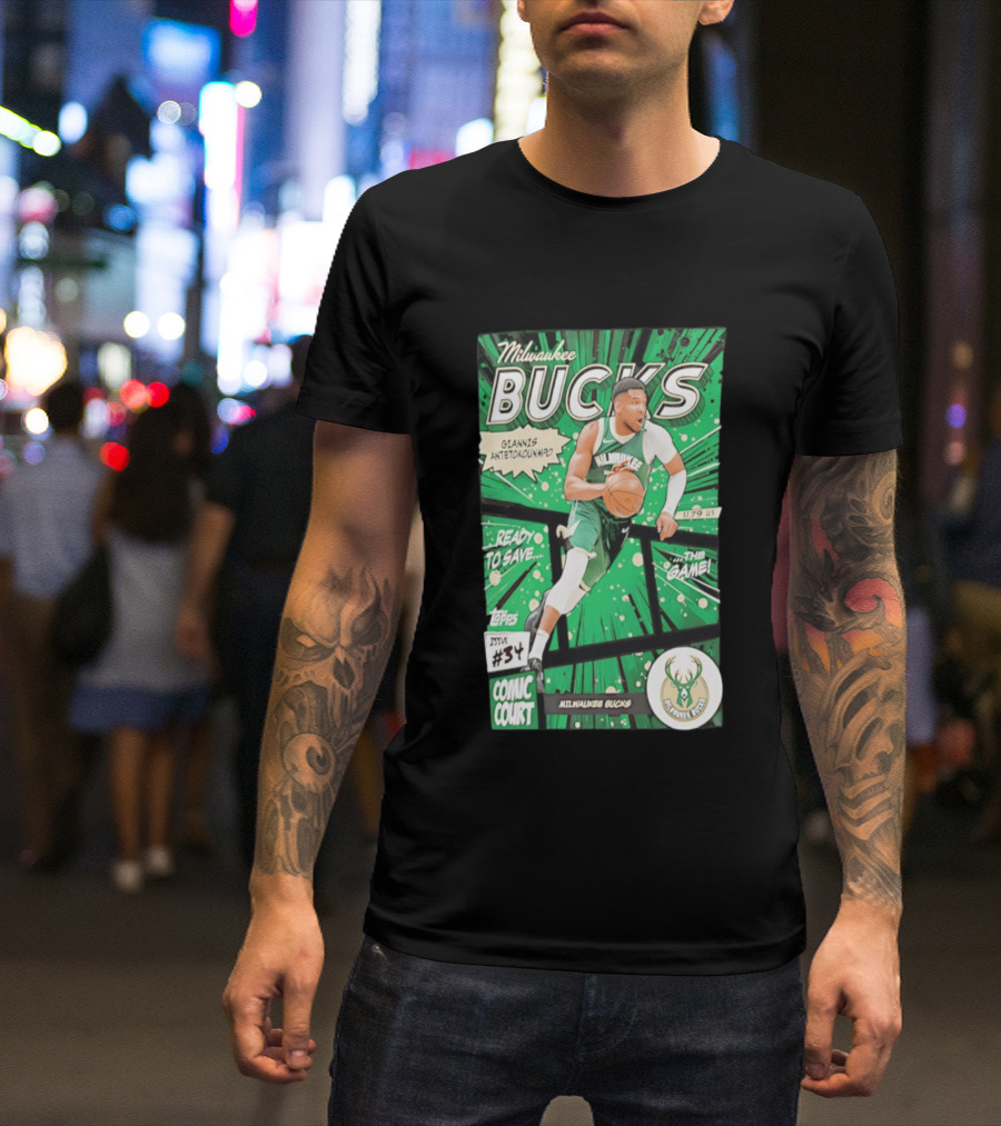 Milwaukee Bucks Giannis Antetokounmpo Comic Court Issue #34 T-Shirt