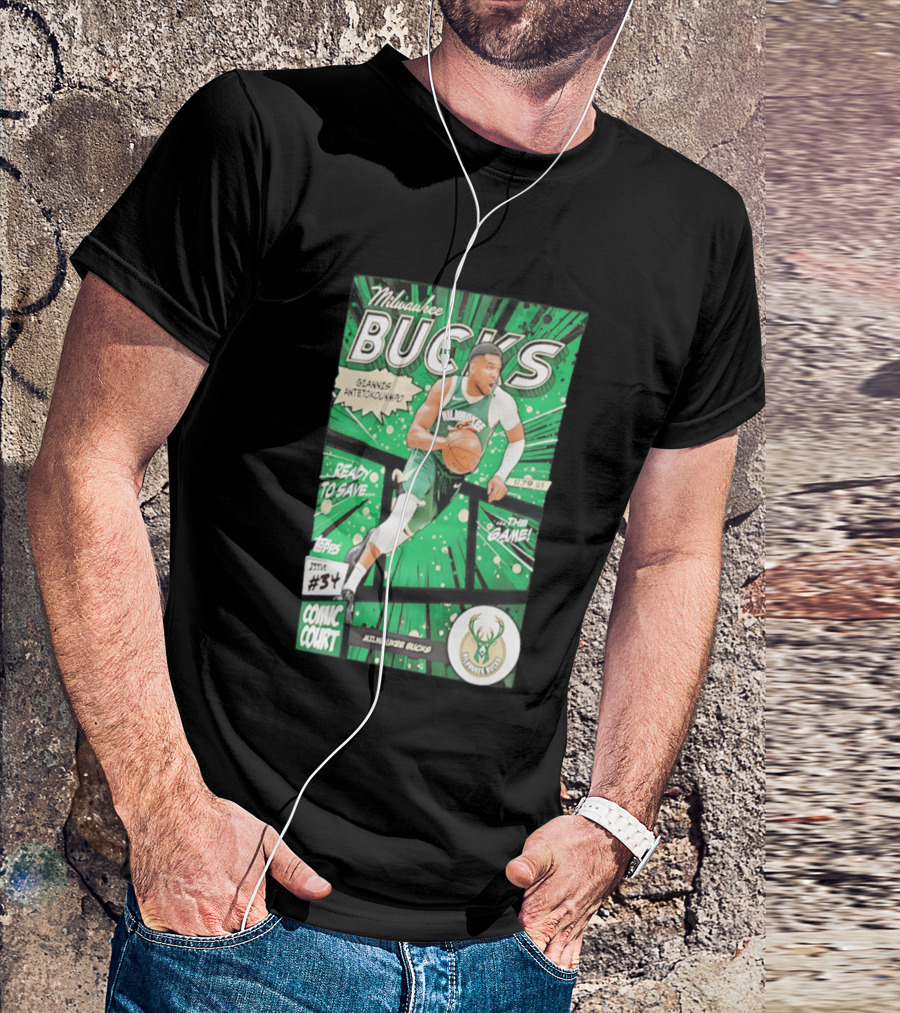 Milwaukee Bucks Giannis Antetokounmpo Comic Court Issue #34 T-Shirt