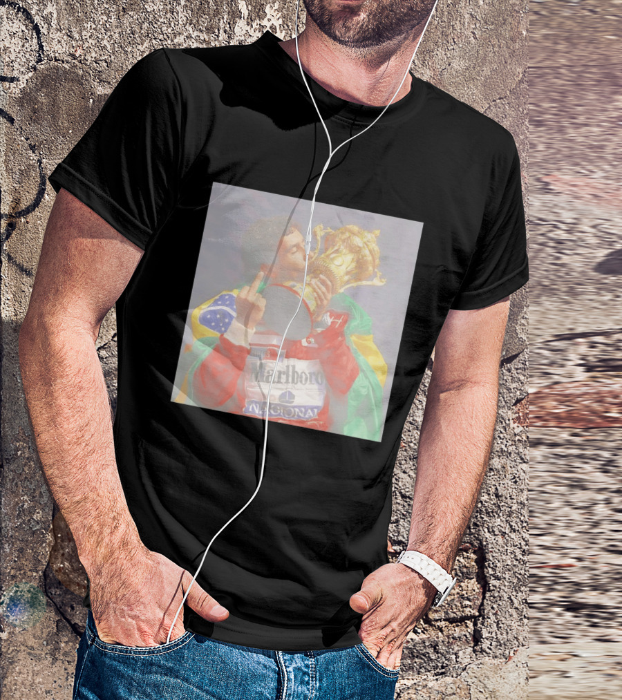 Ayrton Senna Iconic F1 Trophy Celebration And Gesture T-Shirt