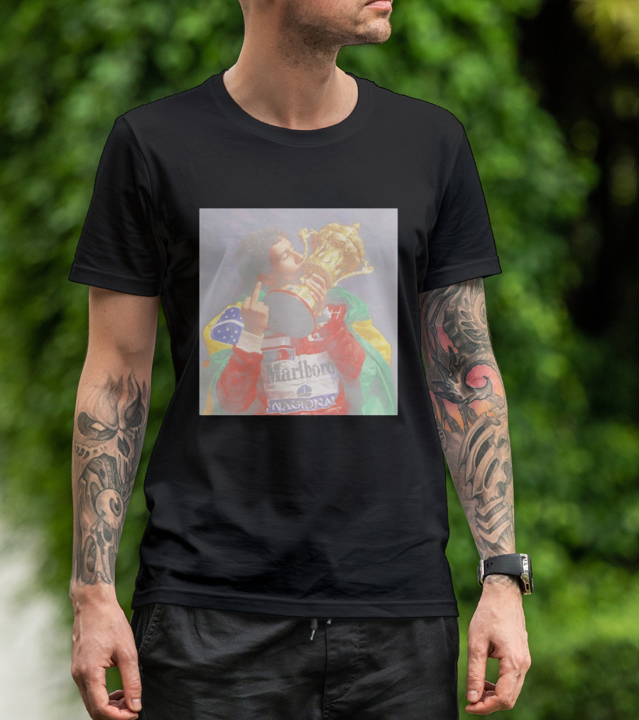 Ayrton Senna Iconic F1 Trophy Celebration And Gesture T-Shirt