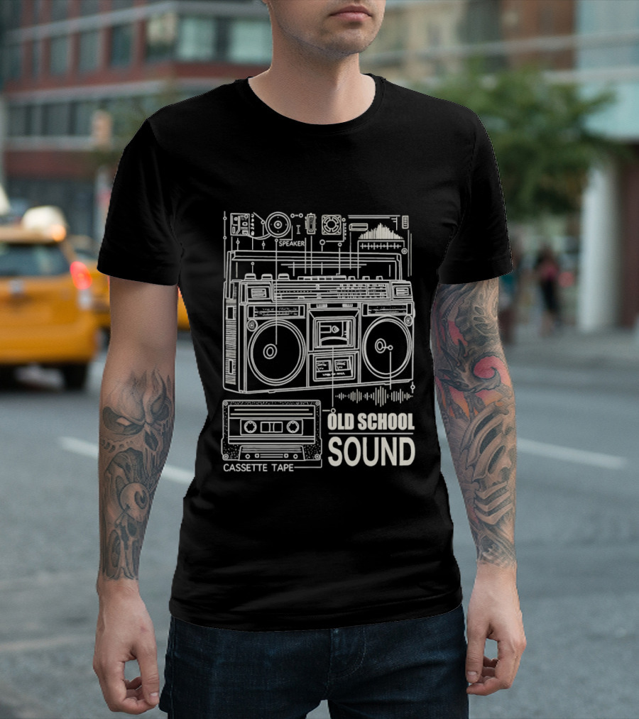 Old School Boombox Cassette Tape Speaker Sound T-Shirt