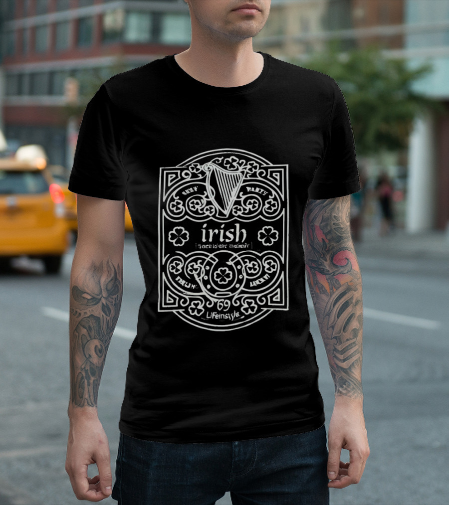 Irish Harp Shamrock Celtic Heritage St Patrick's Day T-Shirt