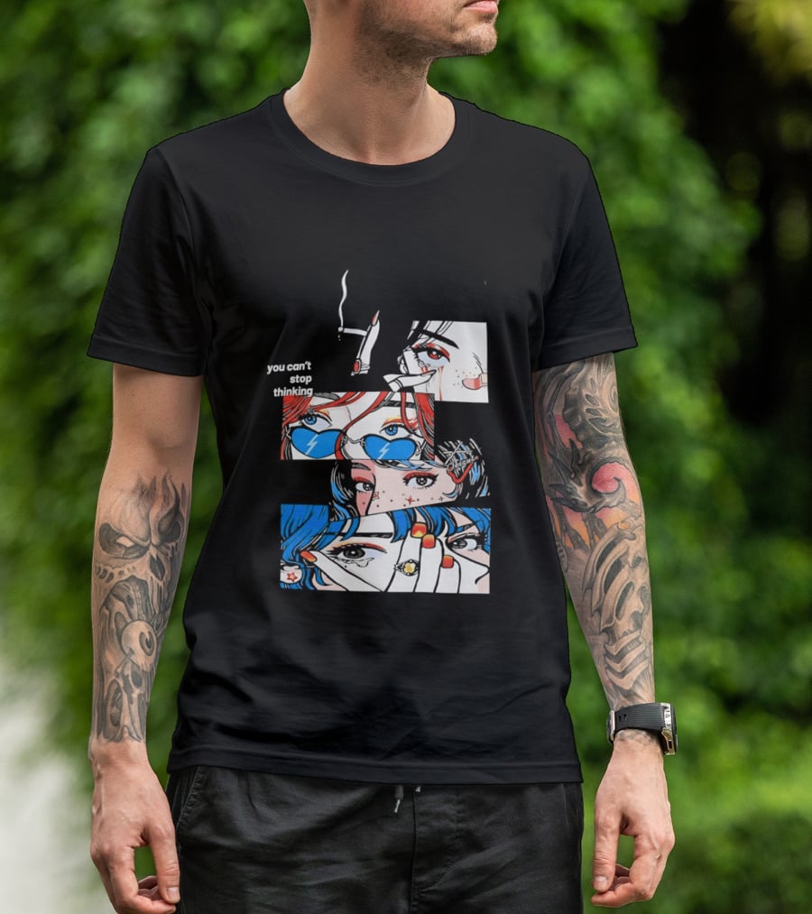 Rapidstreet Men Harajuku You Can't Stop Thinking Anime Vibrant Character Aesthetic T-Shirt