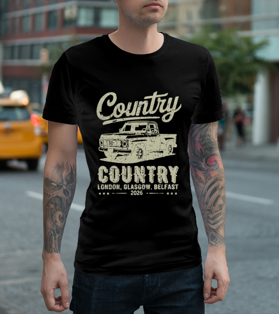 Country Pickup 2023 London Glasgow Belfast Retro Truck T-Shirt