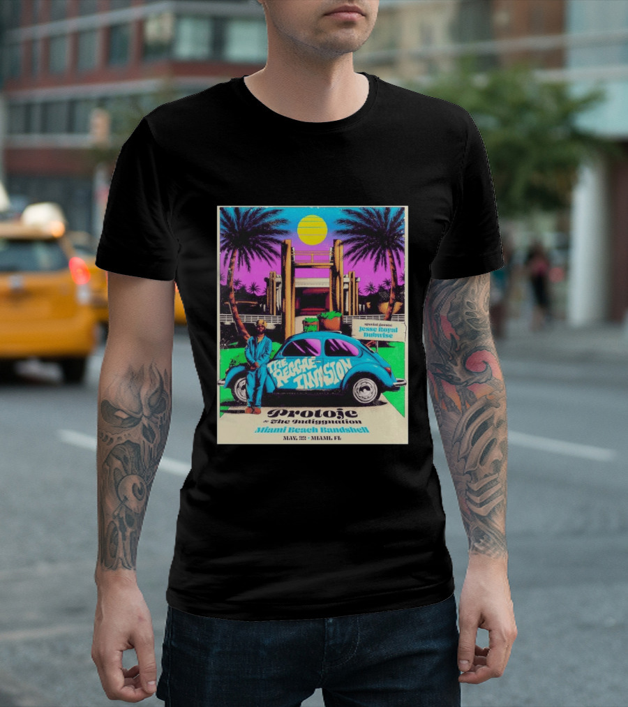 Protoje And The Indiggnation The Reggae Invasion Miami Beach Bandshell May 2 2026 Jesse Royal Dubwise T-Shirt