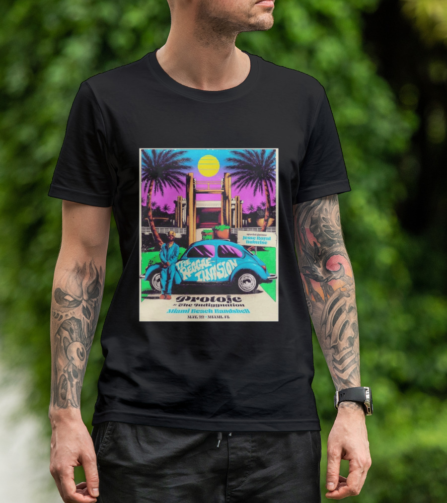 Protoje And The Indiggnation The Reggae Invasion Miami Beach Bandshell May 2 2026 Jesse Royal Dubwise T-Shirt