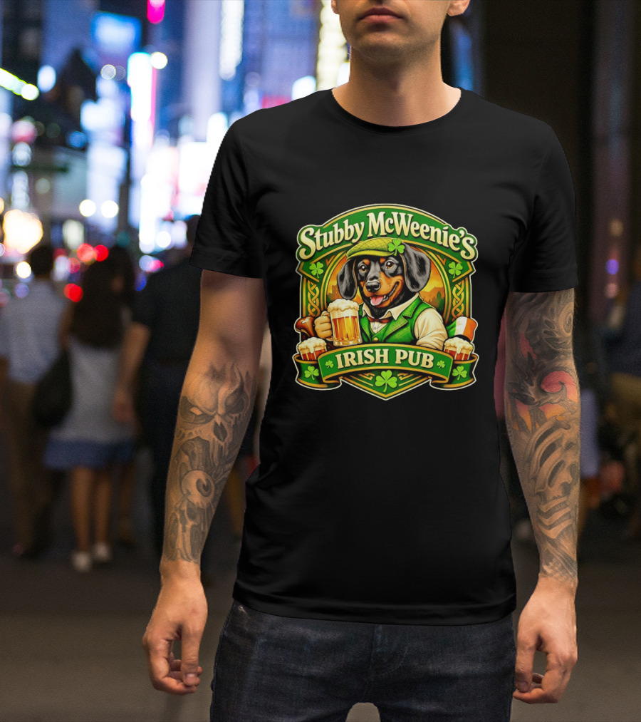 Stubby McWeenie's Irish Pub Dachshund Beer St Patrick's Day T-Shirt