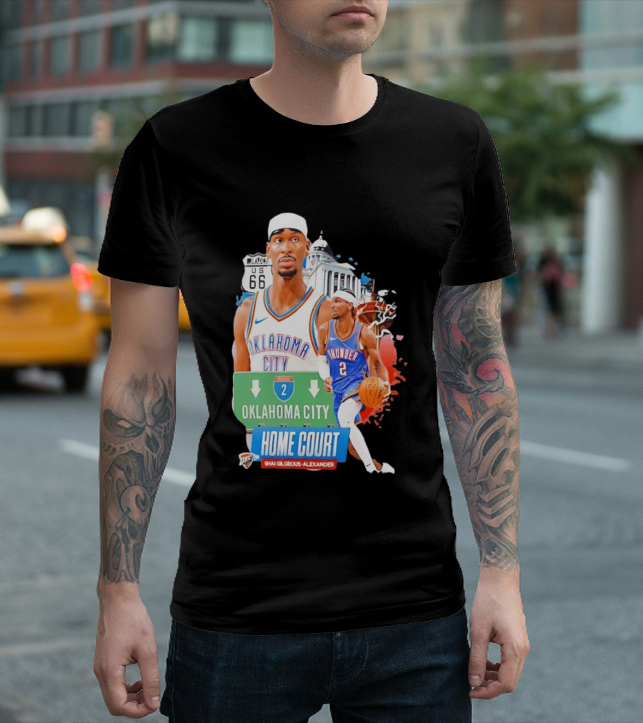 Oklahoma City Thunder Home Court Shai Gilgeous Alexander Route 66 T-Shirt