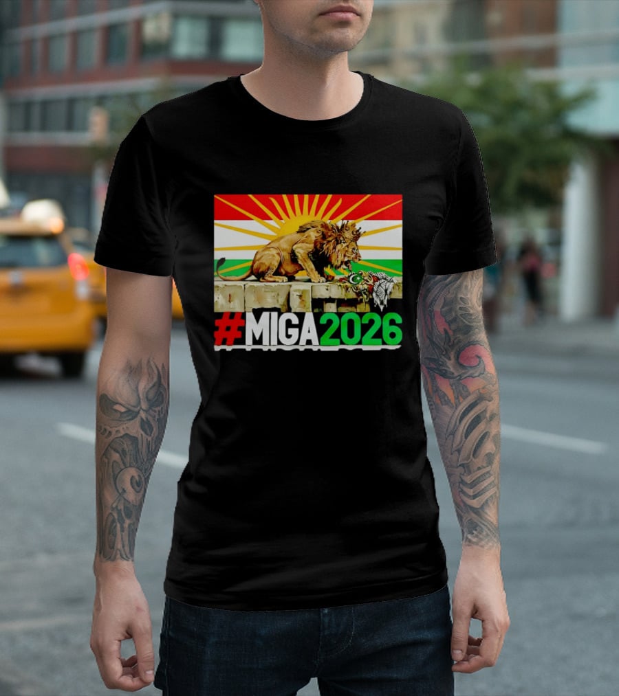 #MIGA 2026 Lion With Kurdistan Flag And Sun T-Shirt