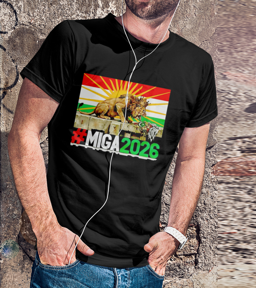 #MIGA 2026 Lion With Kurdistan Flag And Sun T-Shirt