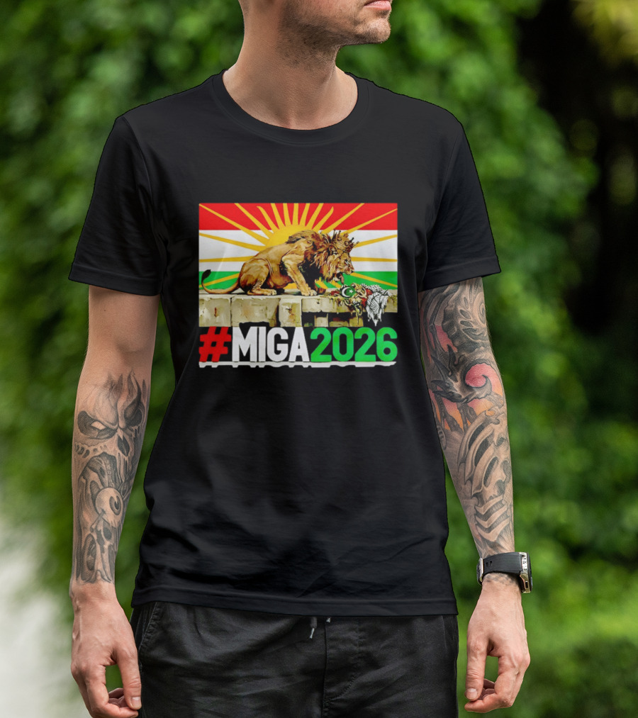 #MIGA 2026 Lion With Kurdistan Flag And Sun T-Shirt