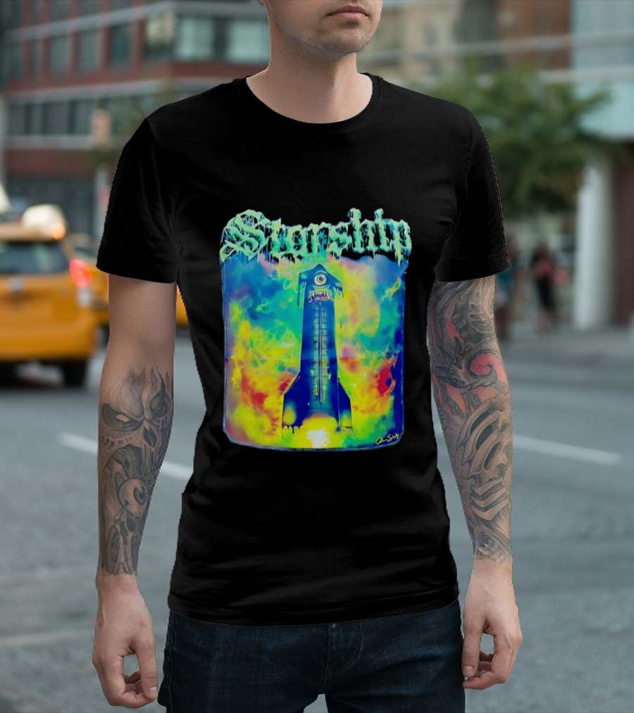 Starship Colorful Cyclops Monster Rocket Explosion T-Shirt