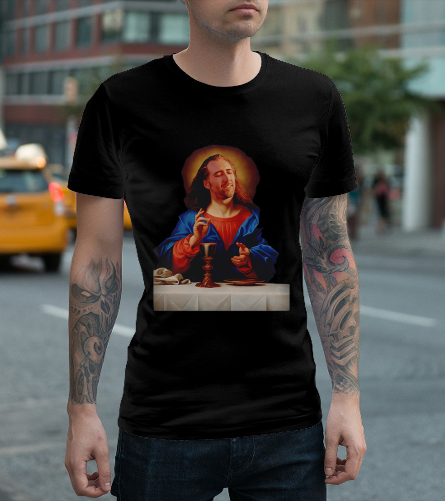 Nic Cage Jesus Iconic Meme Mashup T-Shirt