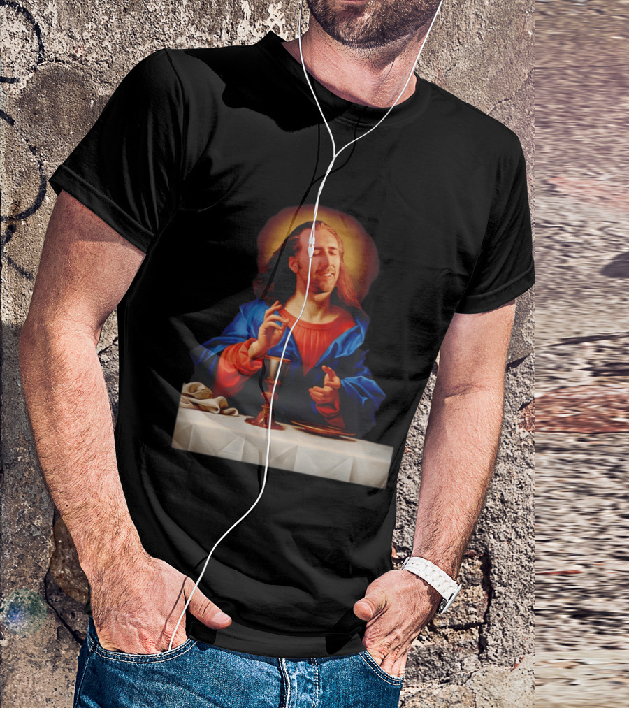 Nic Cage Jesus Iconic Meme Mashup T-Shirt
