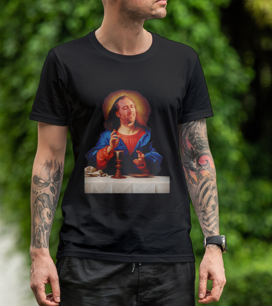 Nic Cage Jesus Iconic Meme Mashup T-Shirt