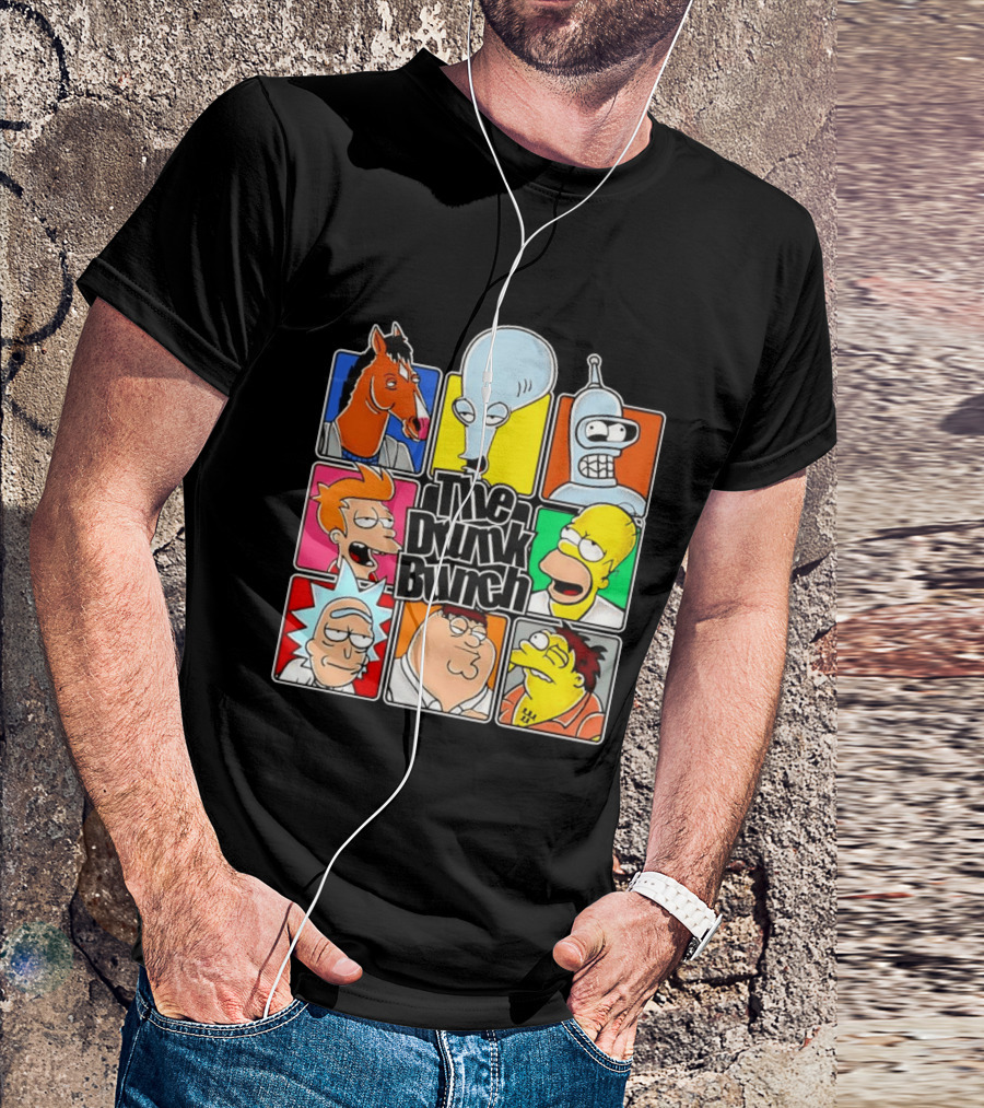 The Drunk Bunch Bojack Horseman Roger Bender Fry Rick Homer Peter Griffin Barney Gumble T-Shirt