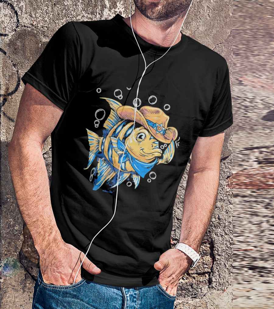 Angelfish Cowboy Hat Western Bubbles Bandana T-Shirt