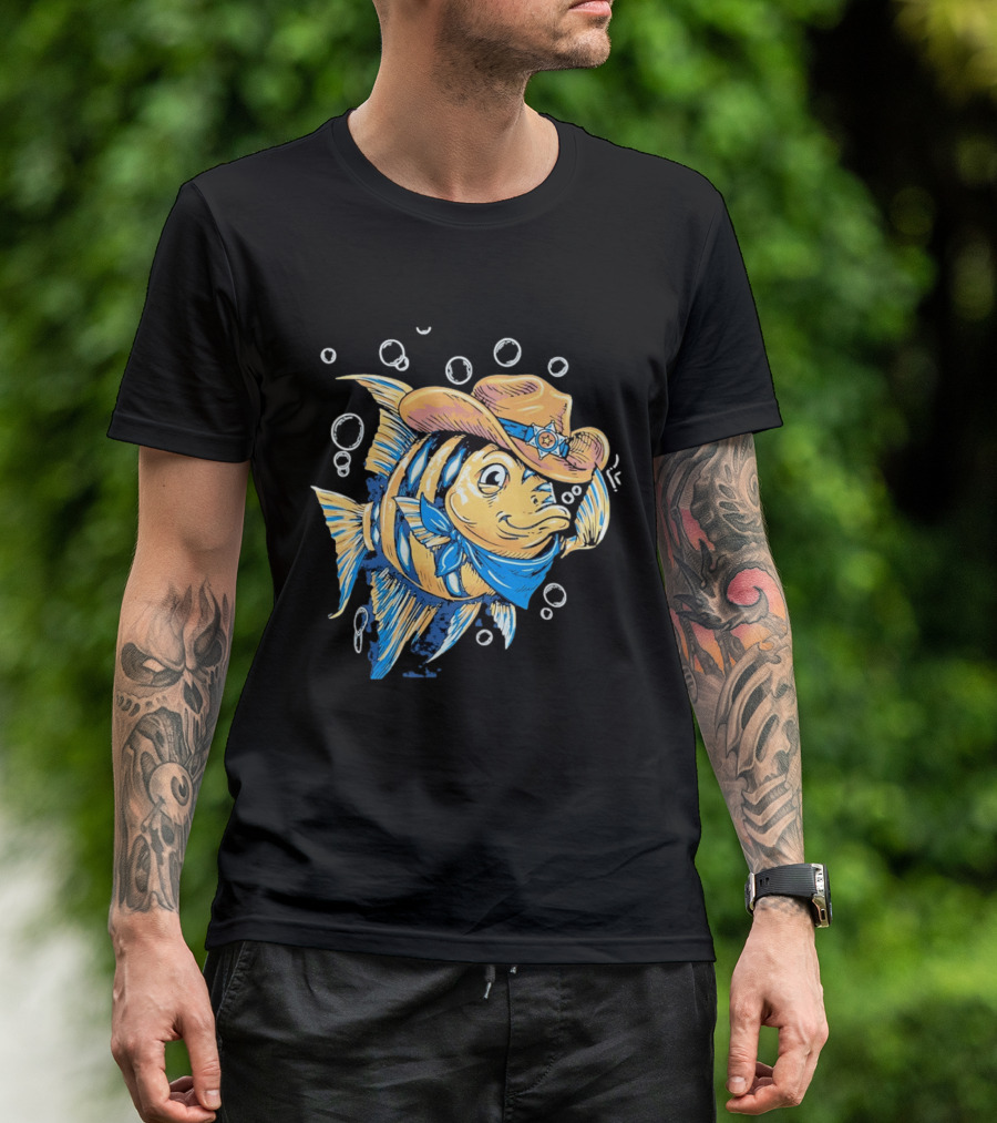 Angelfish Cowboy Hat Western Bubbles Bandana T-Shirt