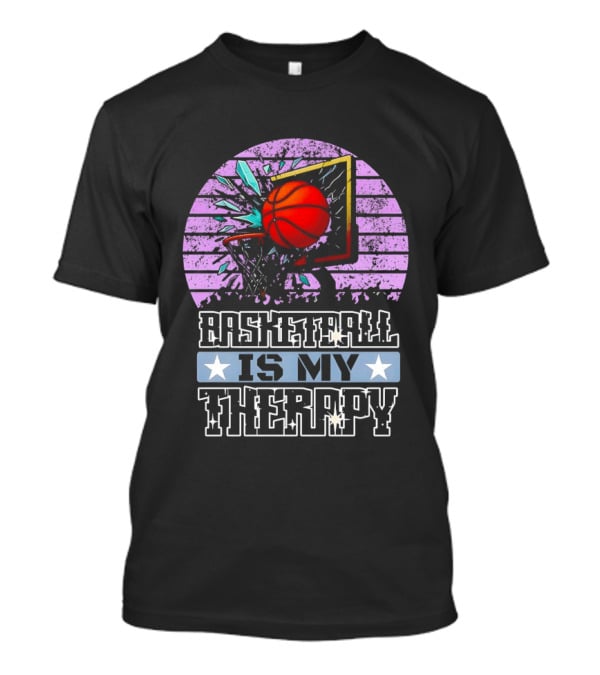 Basketball Is My Therapy Vintage Retro Hoop Design With Stars T-Shirt