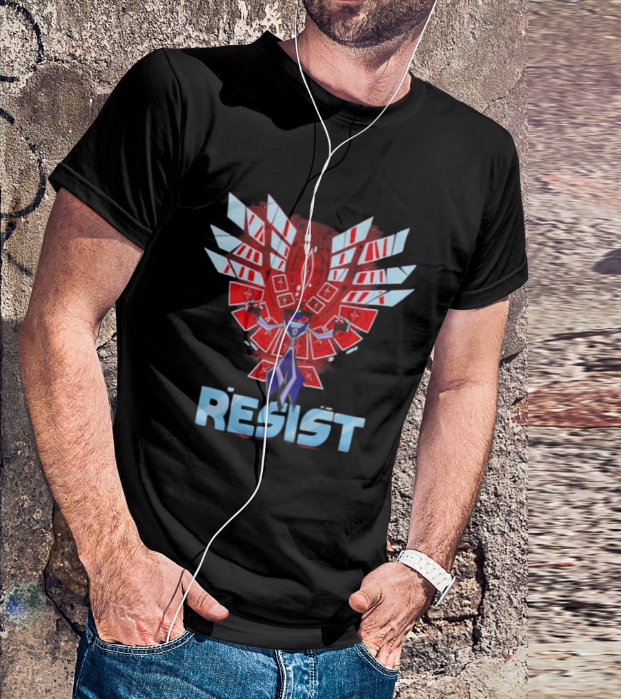 Hazbin Hotel Vox Resist Character Wings Red Blue T-Shirt