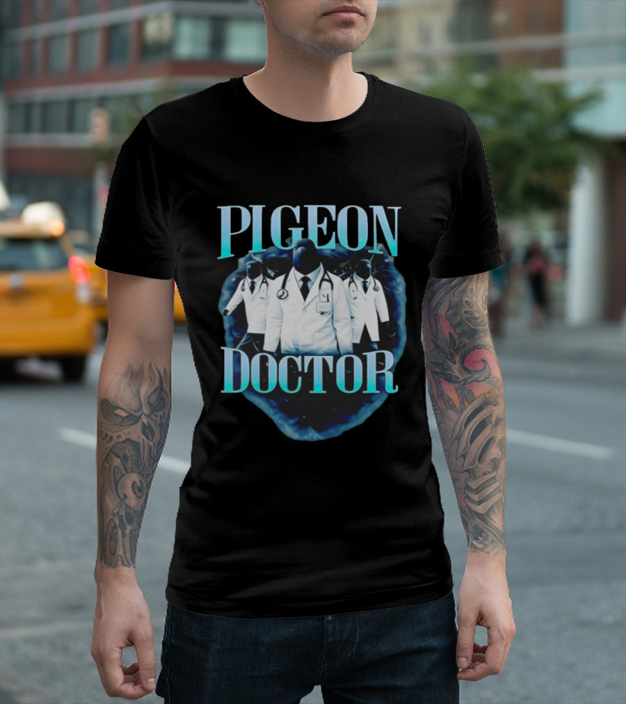Pigeon Doctor Medical Humor Surreal Stethoscope T-Shirt