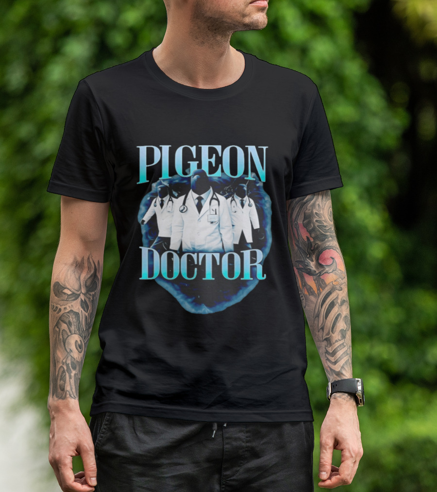 Pigeon Doctor Medical Humor Surreal Stethoscope T-Shirt