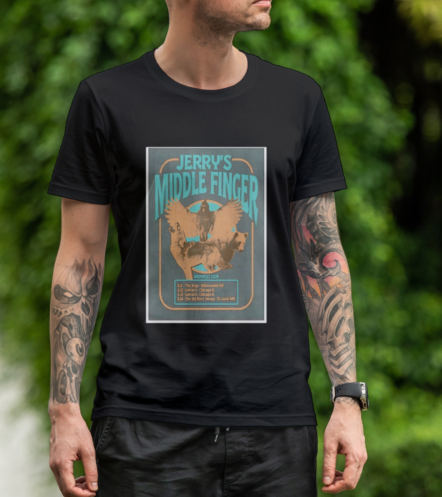 Jerry's Middle Finger Midwest 2026 Milwaukee Chicago St Louis Tour Dates T-Shirt
