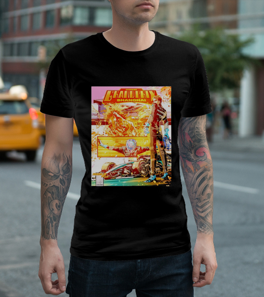 Chinese Grand Prix Shanghai Anime Style With Race Car And Driver T-Shirt